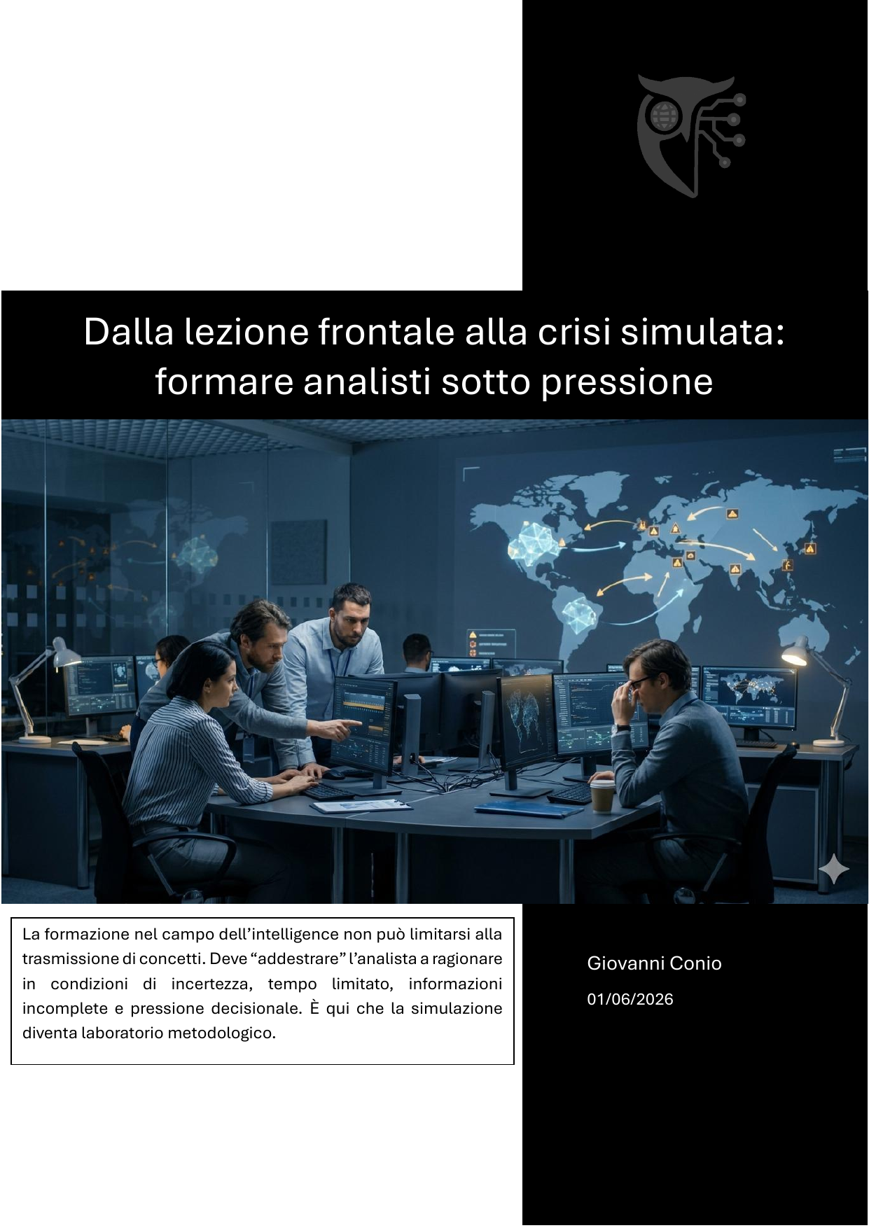 Copertina di Dalla lezione frontale alla crisi simulata: formare analisti sotto pressione