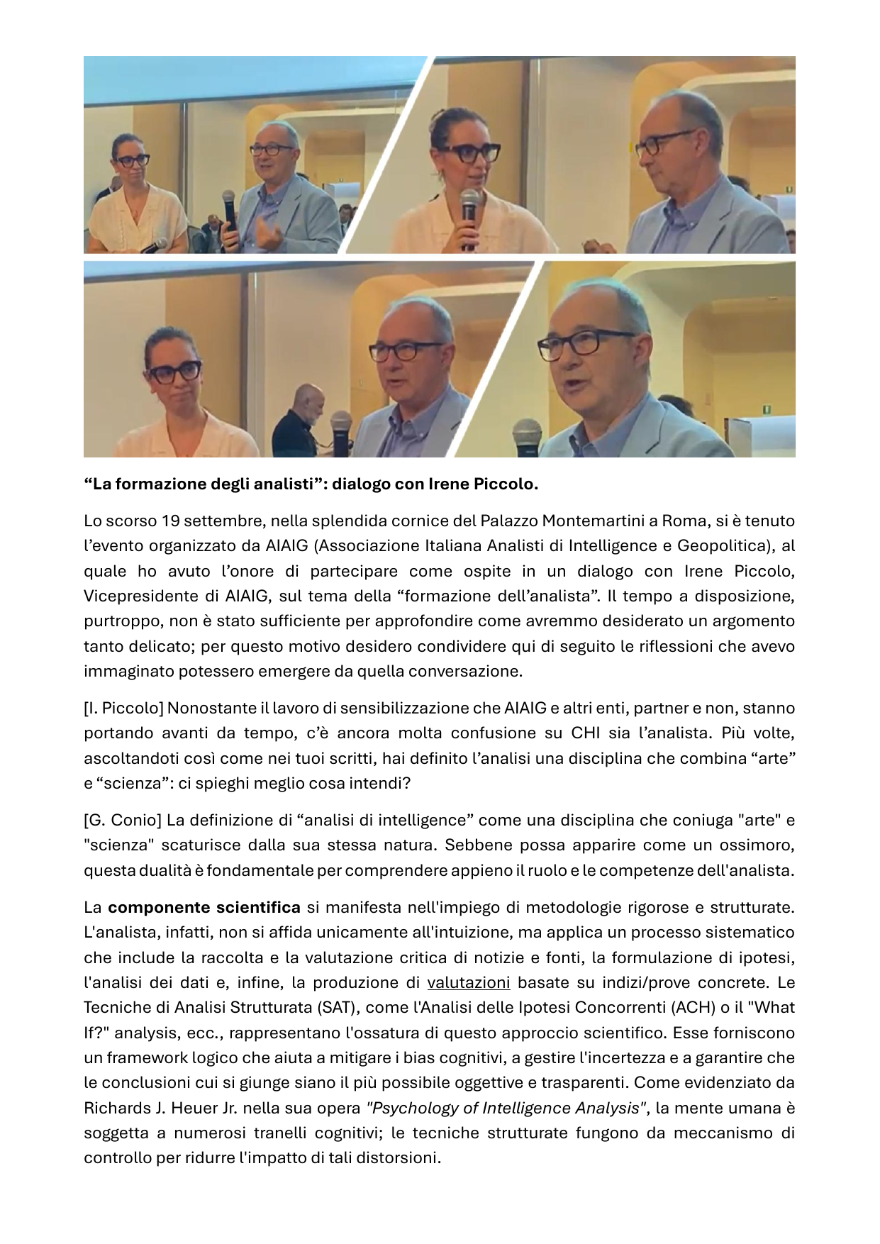 Copertina di La formazione degli analisti — dialogo con Irene Piccolo