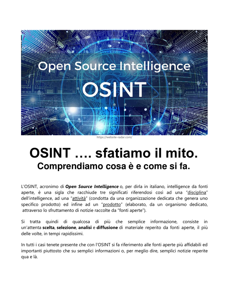 Copertina di OSINT — sfatiamo il mito