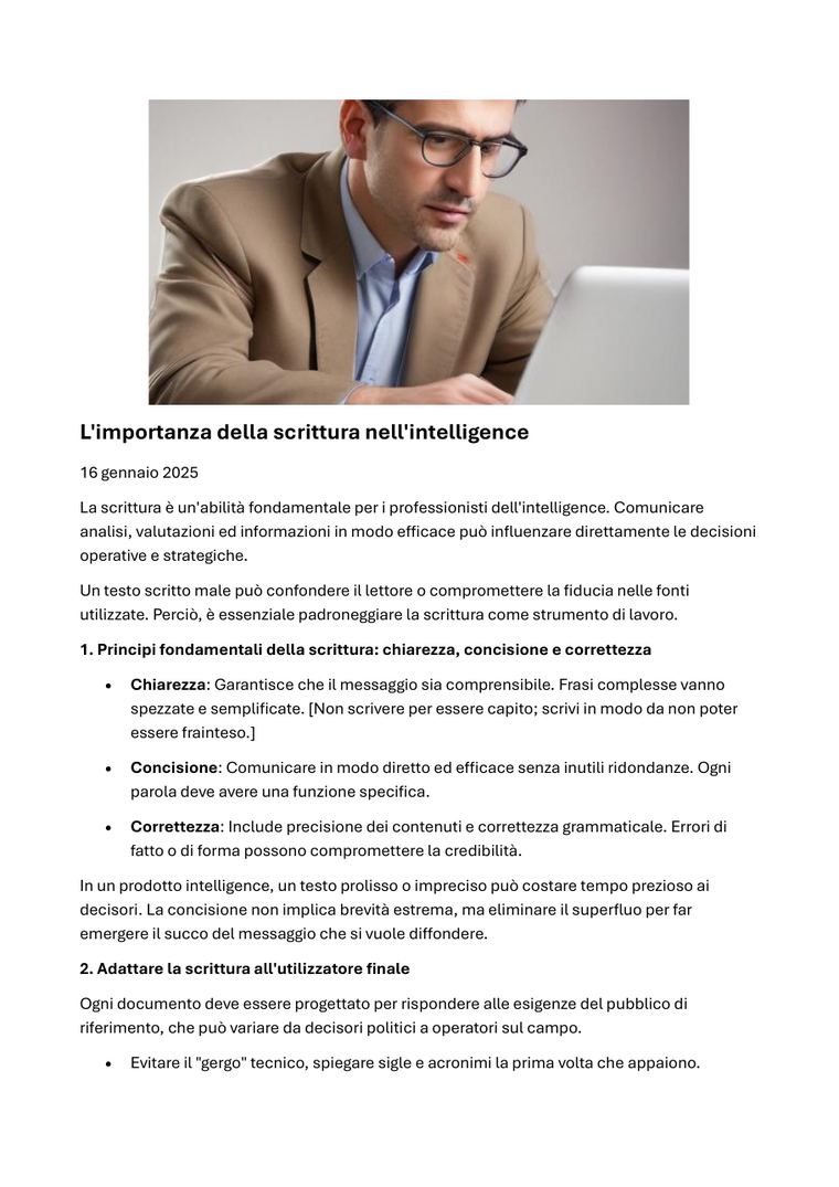 Copertina di L’importanza della scrittura nell’intelligence